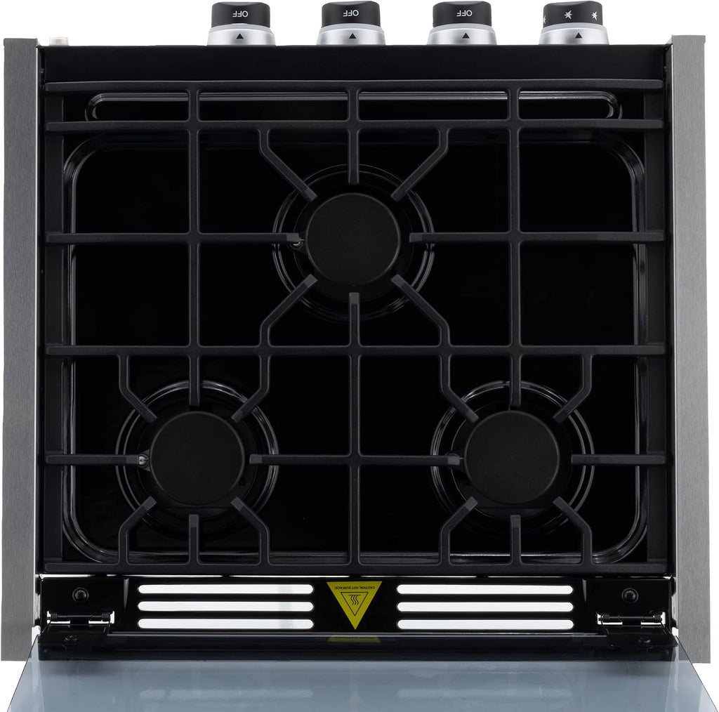 RecPro RV Built In Gas Cooktop | 2 Burner or 3 Burner | RV Cooktop Stove | 6,500 and 8,000 BTU Burners | Cover Included (Stainless Steel, 3-Burner)