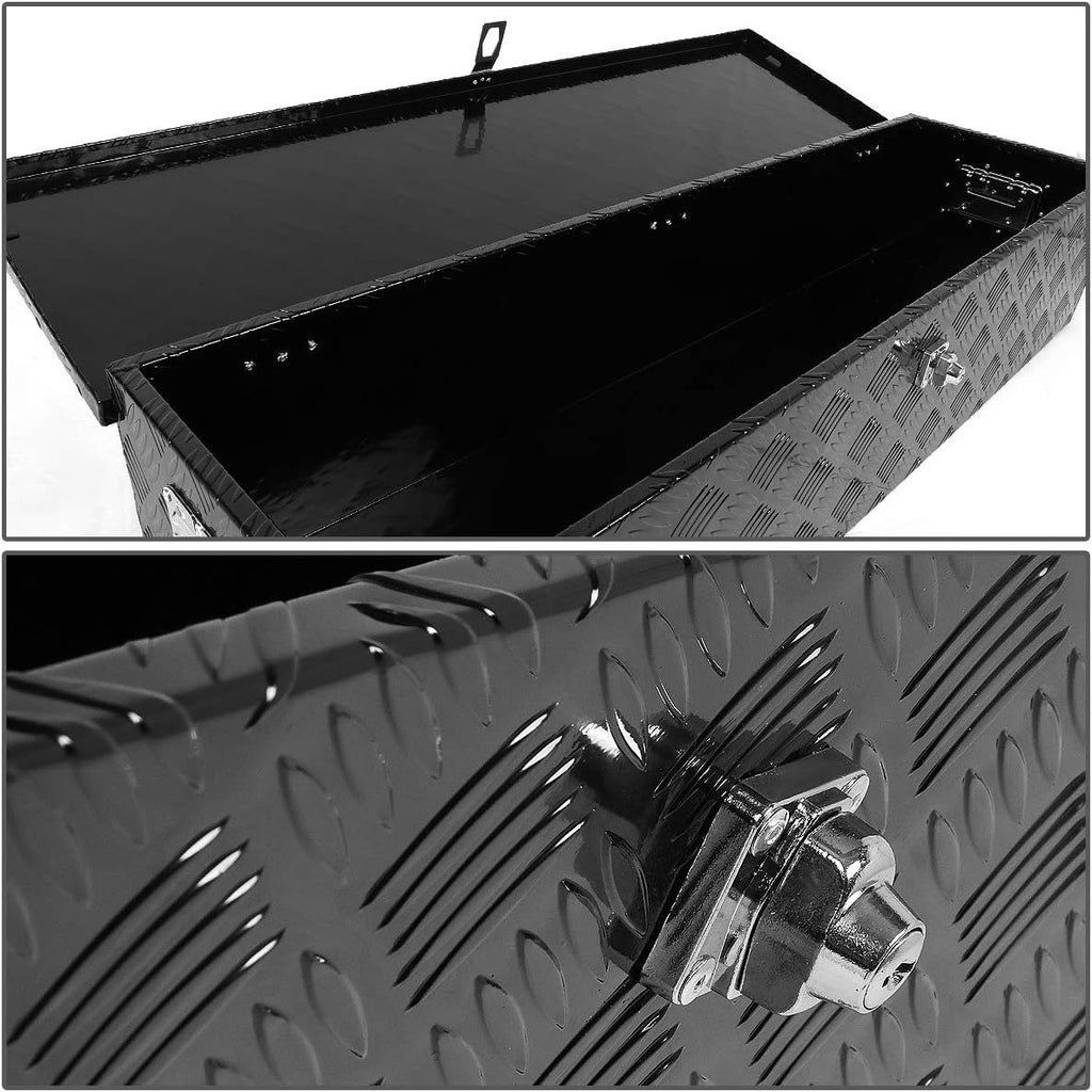 DNA MOTORING Lockable Storage Box, Truck Tool Organizer - Aluminum, 30'x13'x10', Black, Comes With Lock & Keys
