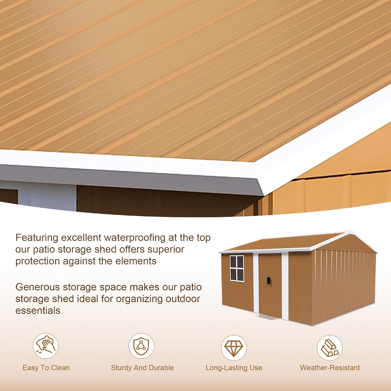 Montary 10X12 FT Outdoor Storage Shed with Windows, Lockable Door & Ventilation - Weatherproof Metal Garden Shed, Outdoor Tool Storage House for Backyard, Lawn, Patio,Yard