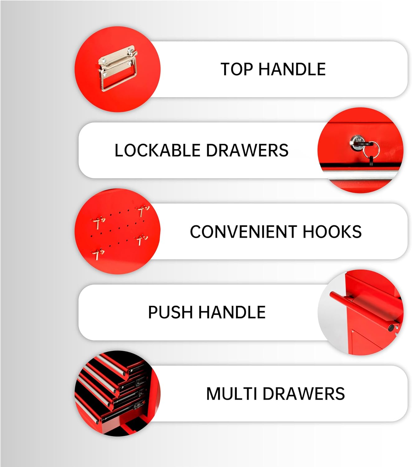 Maxority 8-Drawer Rolling Tool Chest with Lockable Wheels, Sliding Drawers, Detachable Top & Adjustable Shelf – Heavy Duty Tool Storage Cabinet for Garage, Workshop & Home Organization