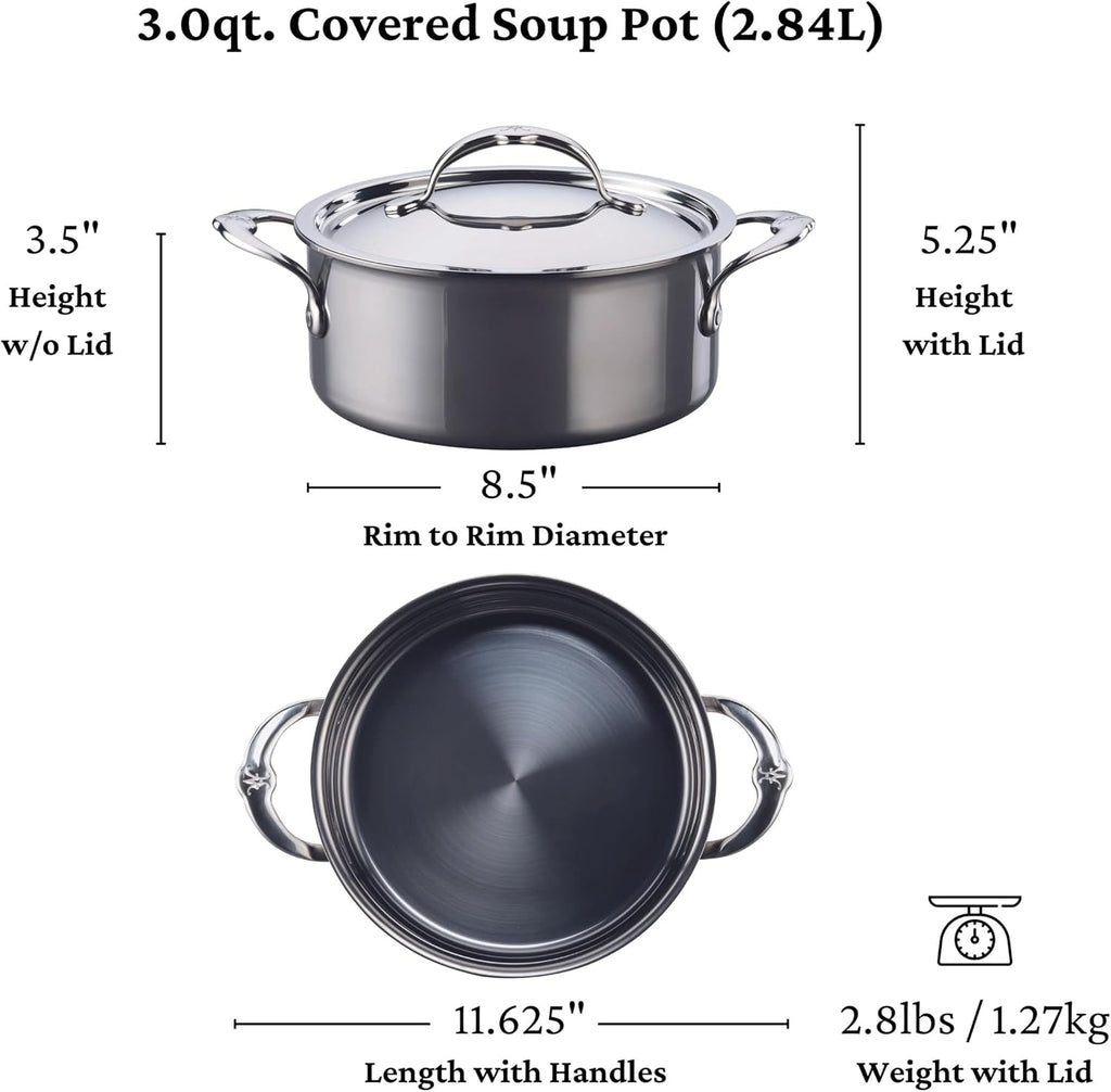 Hestan - NanoBond Collection - Stainless Steel Titanium Soup Pot, Induction Cooktop Compatible, 3 Quart
