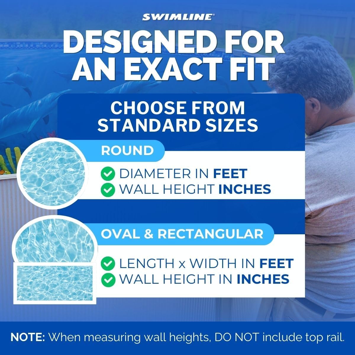 Swimline Overlap Pool Liner for Above Ground Pools, Bedrock, 10 x 15 (Oval), 48/52 Inch Wall, 25 Gauge