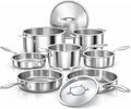 Nuwave Stainless Steel 9-Piece Pro-Smart Cookware Set, Space Saving Nestable Design, Heavy-Duty Tri-Ply, Dishwasher & Oven Safe, Ergonomic Stay-Cool Handles, Induction-Ready & Works on All Cooktops