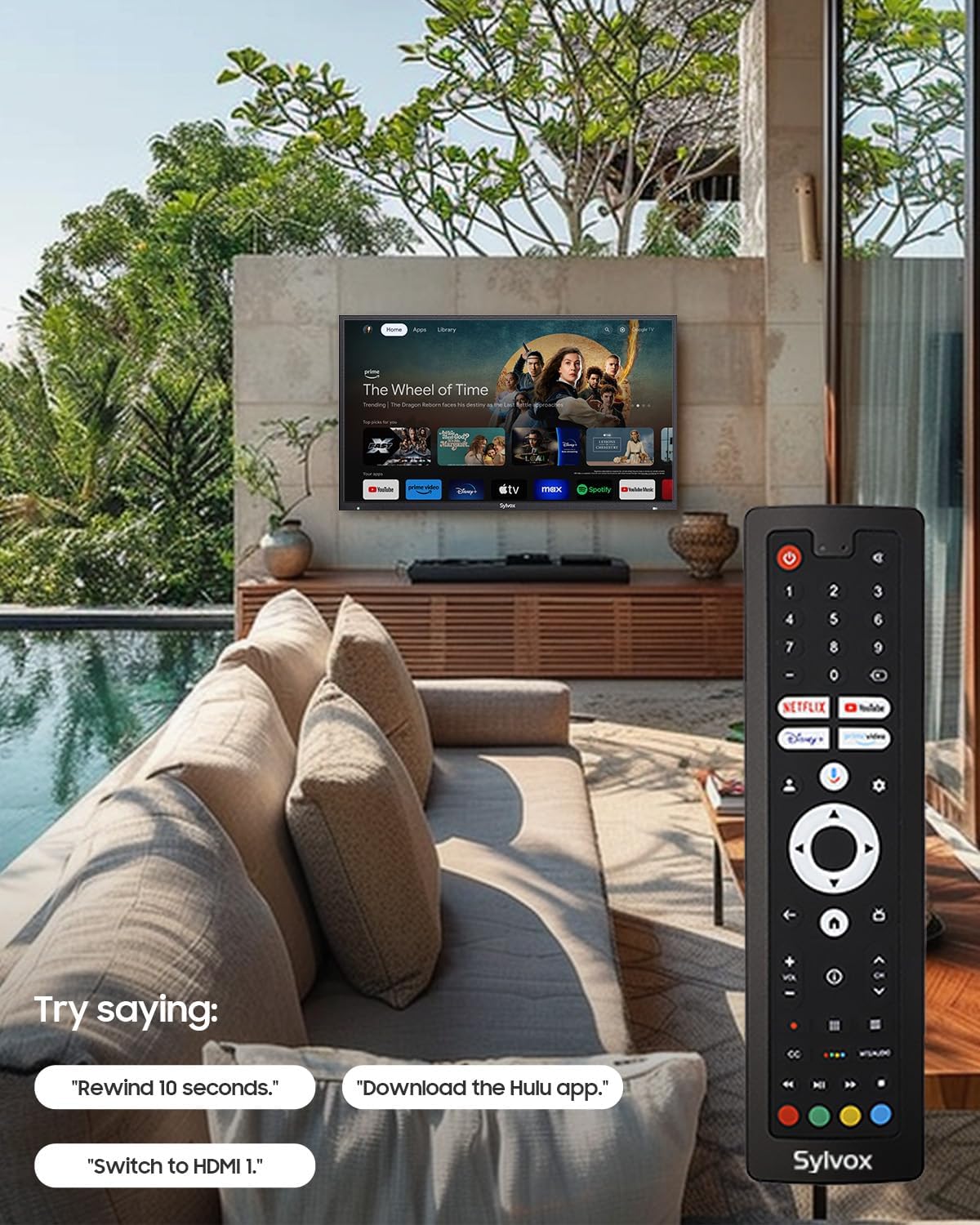 SYLVOX 2000 Nits Full Sun Outdoor TV 65' + Heavy-Duty Adjustable Outdoor TV Wall Mount Bundle – 4K UHD, Dolby Atmos, Google TV, Waterproof, Backyard, Patio, Poolside & Restaurant Ready