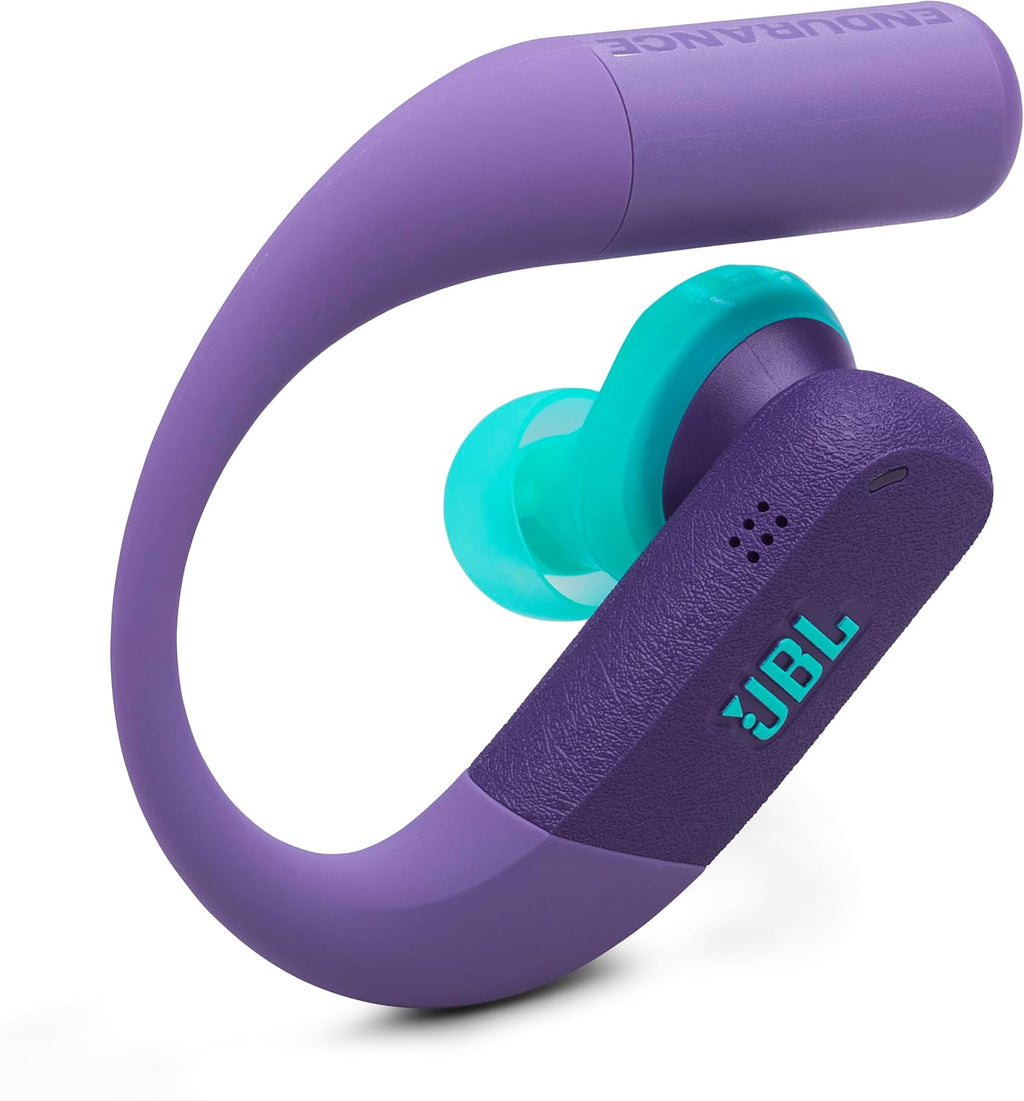 JBL Endurance Peak 4 - True Wireless Noise Cancelling Sport Earbuds, Up to 48Hrs Total Playback, Water & dust Proof (IP68), Secure fit with TwistLock™ Design, & 6 mics for Perfect Calls (Purple/Teal)
