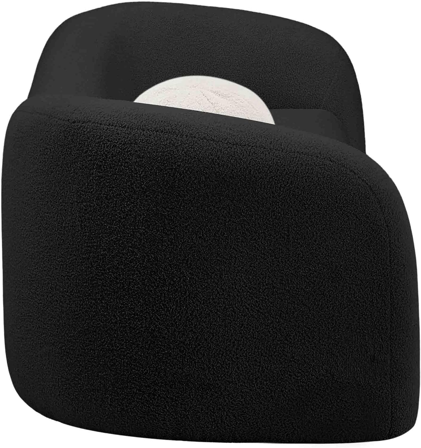 Meridian Furniture 186Black-S Kali Collection Modern | Contemporary Sofa with Soft Black Faux Shearling Teddy Fabric, Curved Back, 86' W x 33' D x 27' H, Black