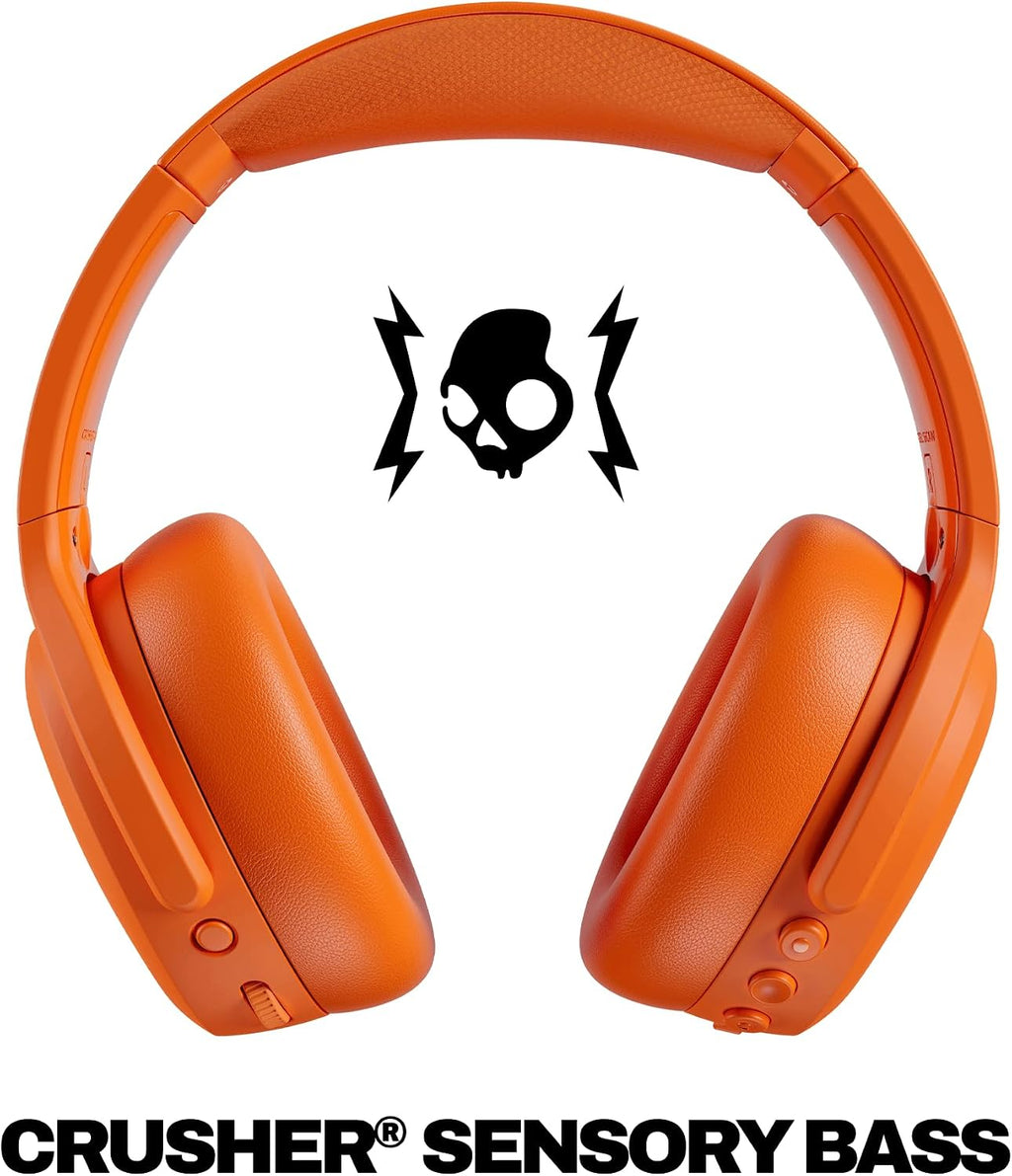 Skullcandy Crusher ANC 2 Wireless Over-Ear Bluetooth Headphones with Multi-Sensory Bass, Active Noise Cancelling, Up to 60 Hours Battery, Microphone for iPhone Android - Hazard