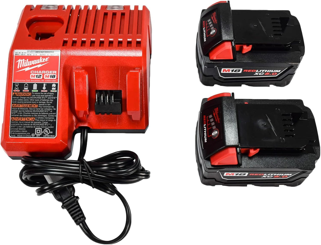 Milwaukee M18 18V Fuel 3/8' Mid-Torque Impact Wrench Kit Cordless Lithium-Ion Brushless 2960-22 with (2) 5Ah XC Batteries, Charger & Carrying Tool Case