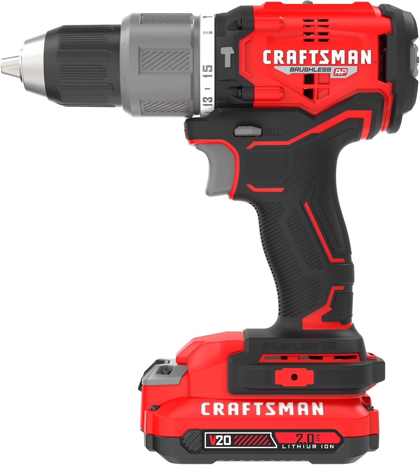CRAFTSMAN V20 Cordless Hammer Drill Kit, 1/2 inch, 2 Batteries and Charger Included (CMCD732D2)