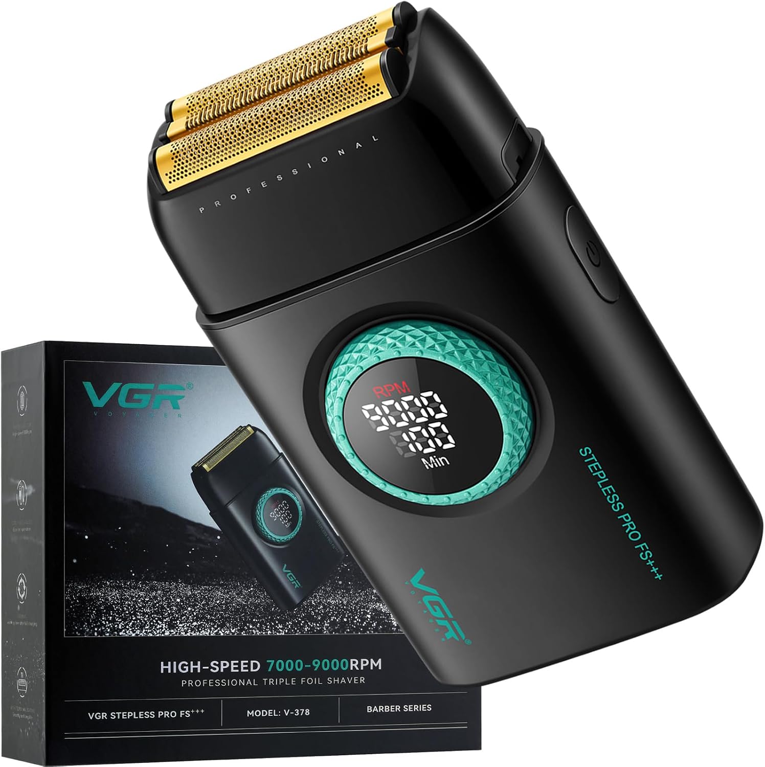 VGR Professional Hair Clippers for Men, T-Blade Trimmer Zero Gapped Cordless Barber Clippers, Triple Floating Blade Foil Shaver Men's Electric Razor, 3 Piece Men's Men's Grooming Kit with LED Display