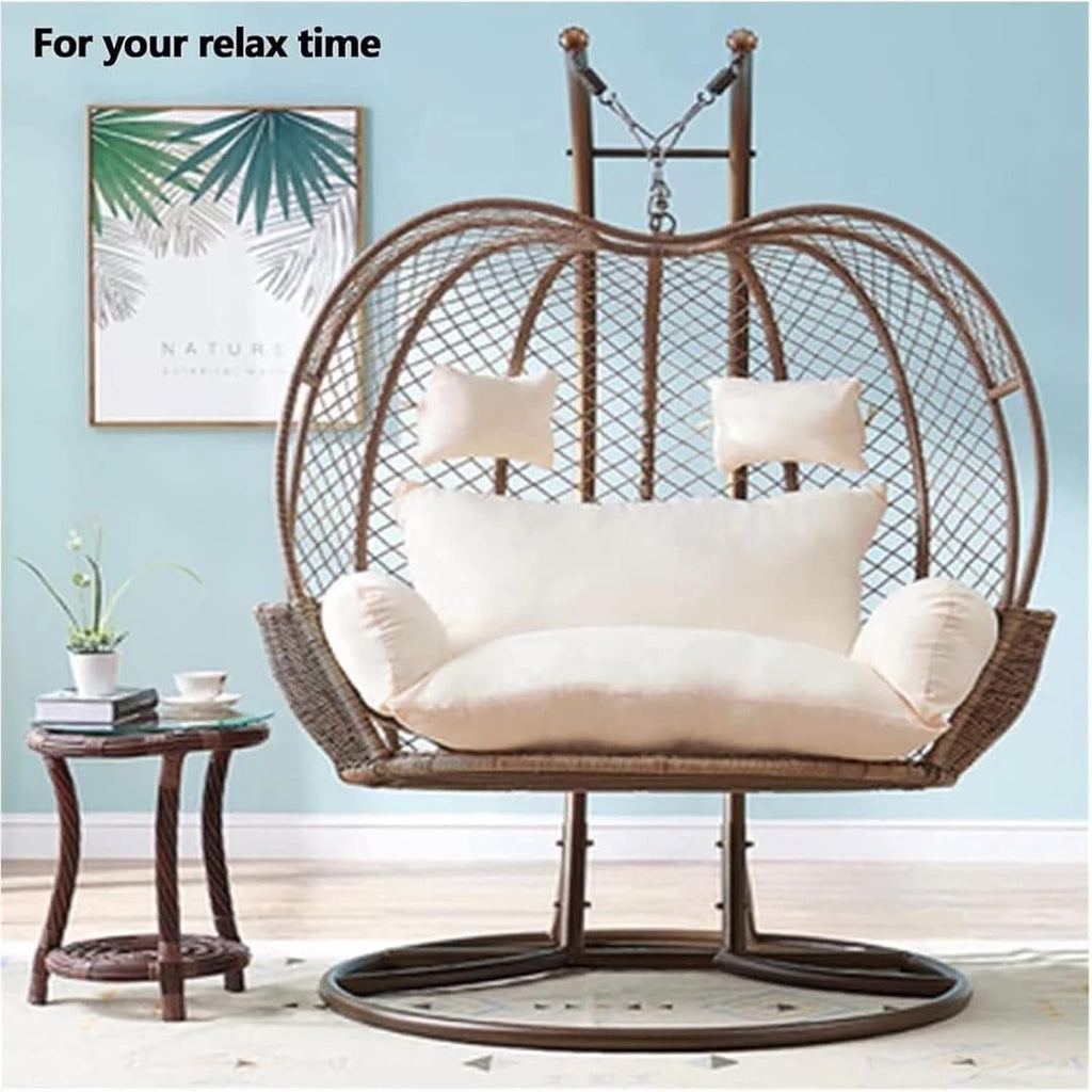 Double Hanging Chair Cushion Replacement Egg Chair Cushions, 2 Seater Egg Chair Swing Cushion Hanging Hammock Chair Cushions Washable(Beige)