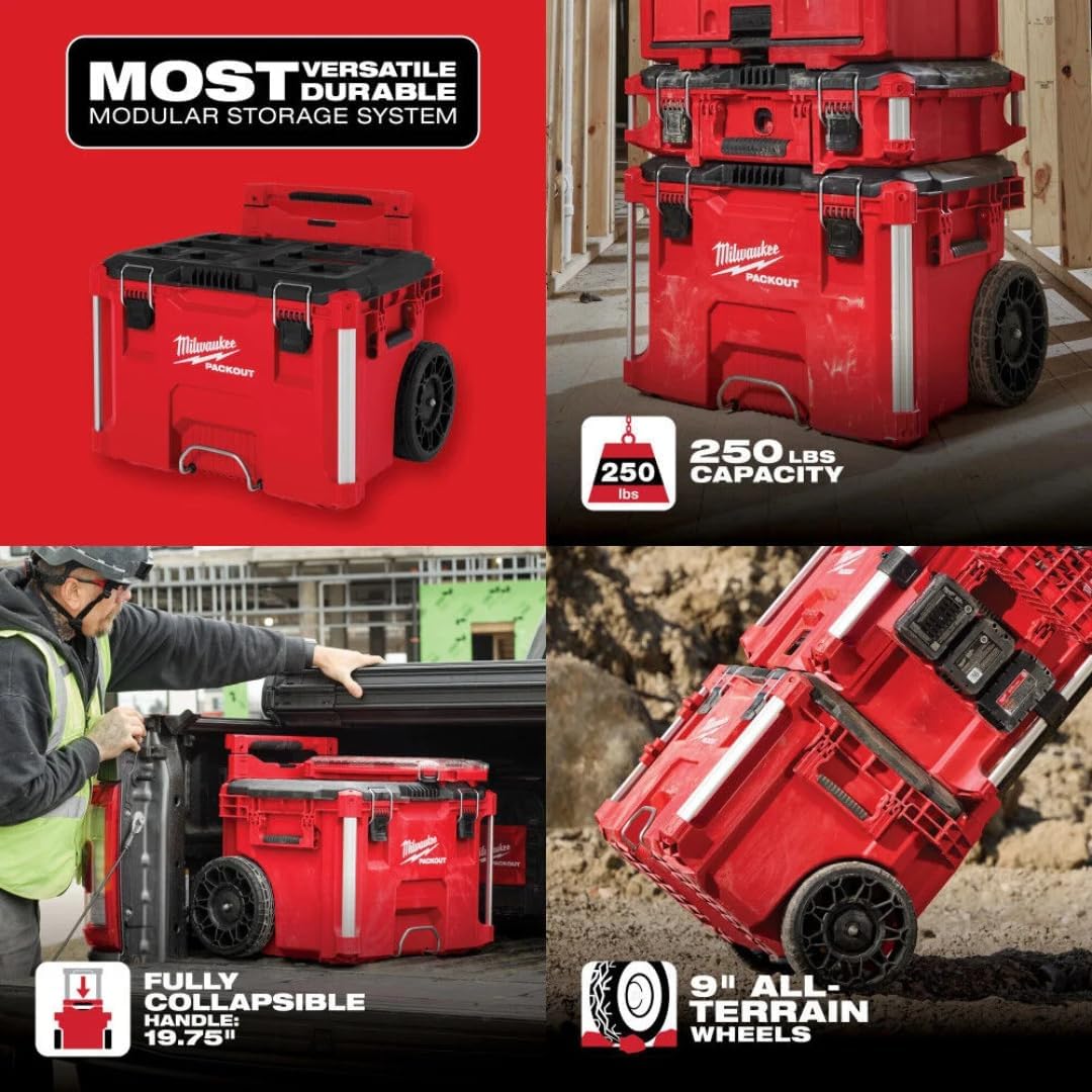 Milwaukee PACKOUT Rolling Tool Box with Low Profile Handle