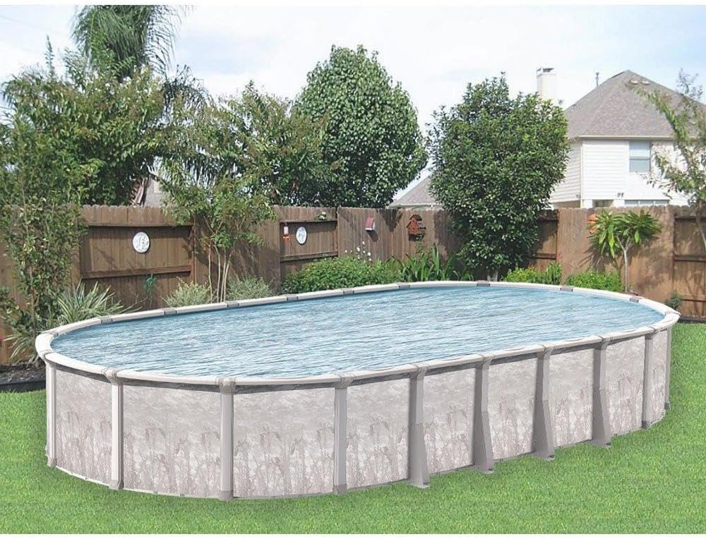 In The Swim 15' x 26' Oval Above Ground Swimming Pool - Marina Package - Featuring: Sand Filter, Pump System and A-Frame Ladder
