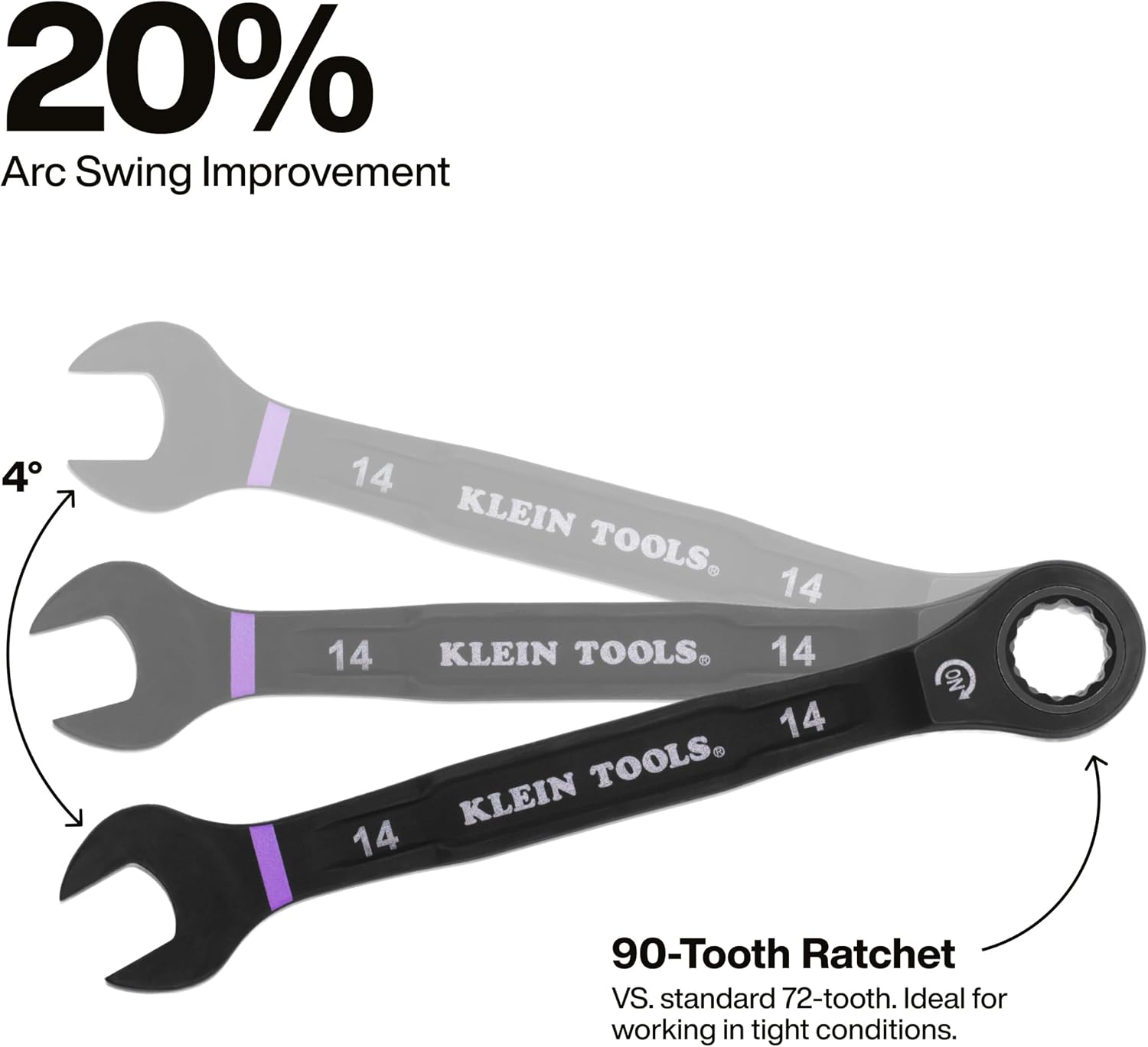 KLEIN TOOLS 69418CG 18-Piece Combination Ratcheting Wrench Set, SAE 1/4 to 3/4-Inch and Metric 6 to 19 mm, 90-Tooth Ratchet, MODbox Compatible, Color-Coded Sizes