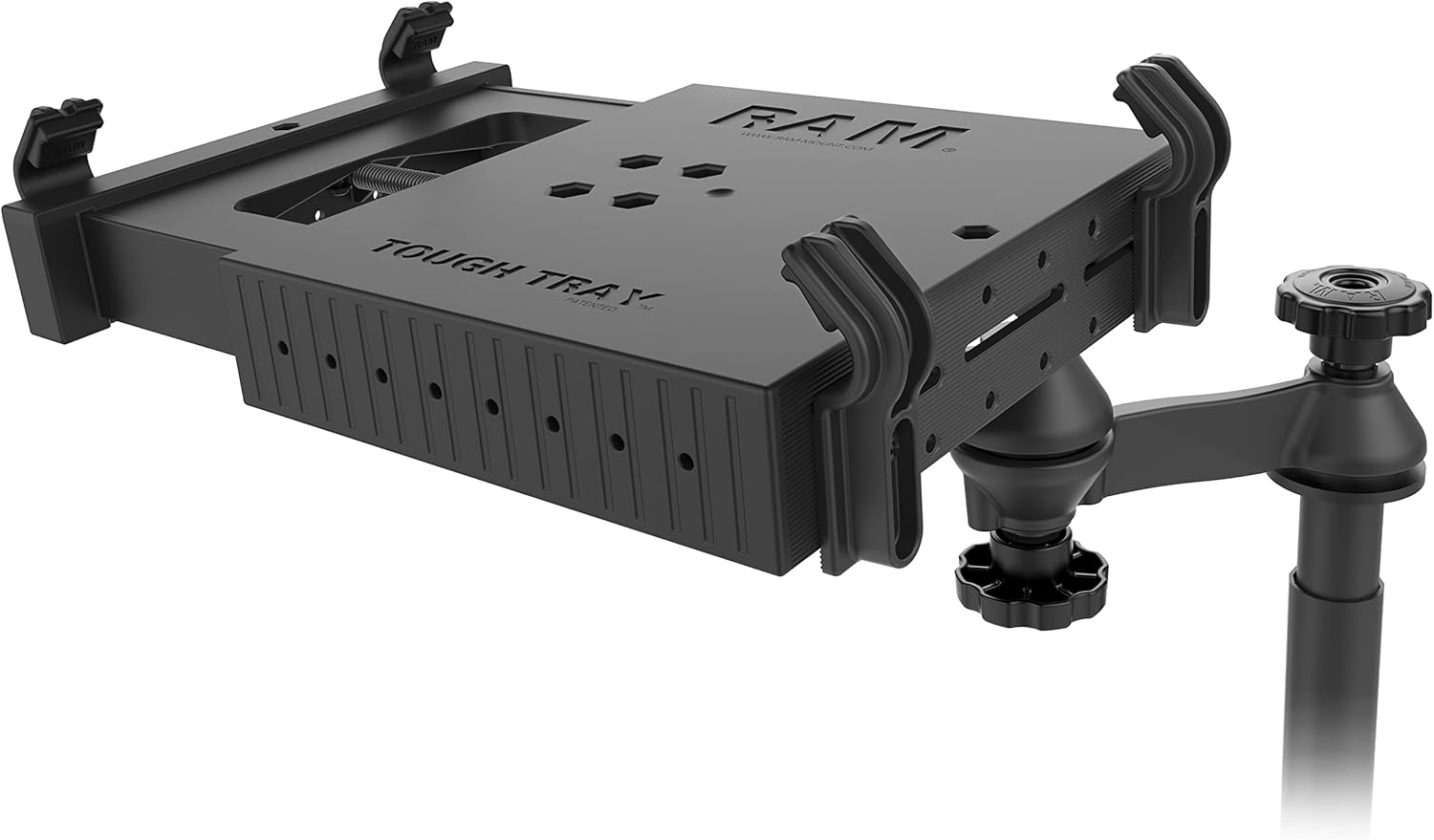RAM MOUNTS Universal Vehicle Laptop Mount, No-Drill Seat Bolt Installation with Tough-Tray & Dual Swing Arm for Cars, Trucks & Work Vehicles RAM-VB-196-SW1