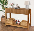 Fluted Console Table with Storage, 48' Long Entryway Slim Sofa Table Behind Couch Entry Tables, Narrow Wood Hallway Modern Living Room Couch Foyer Entrance Tables Brown