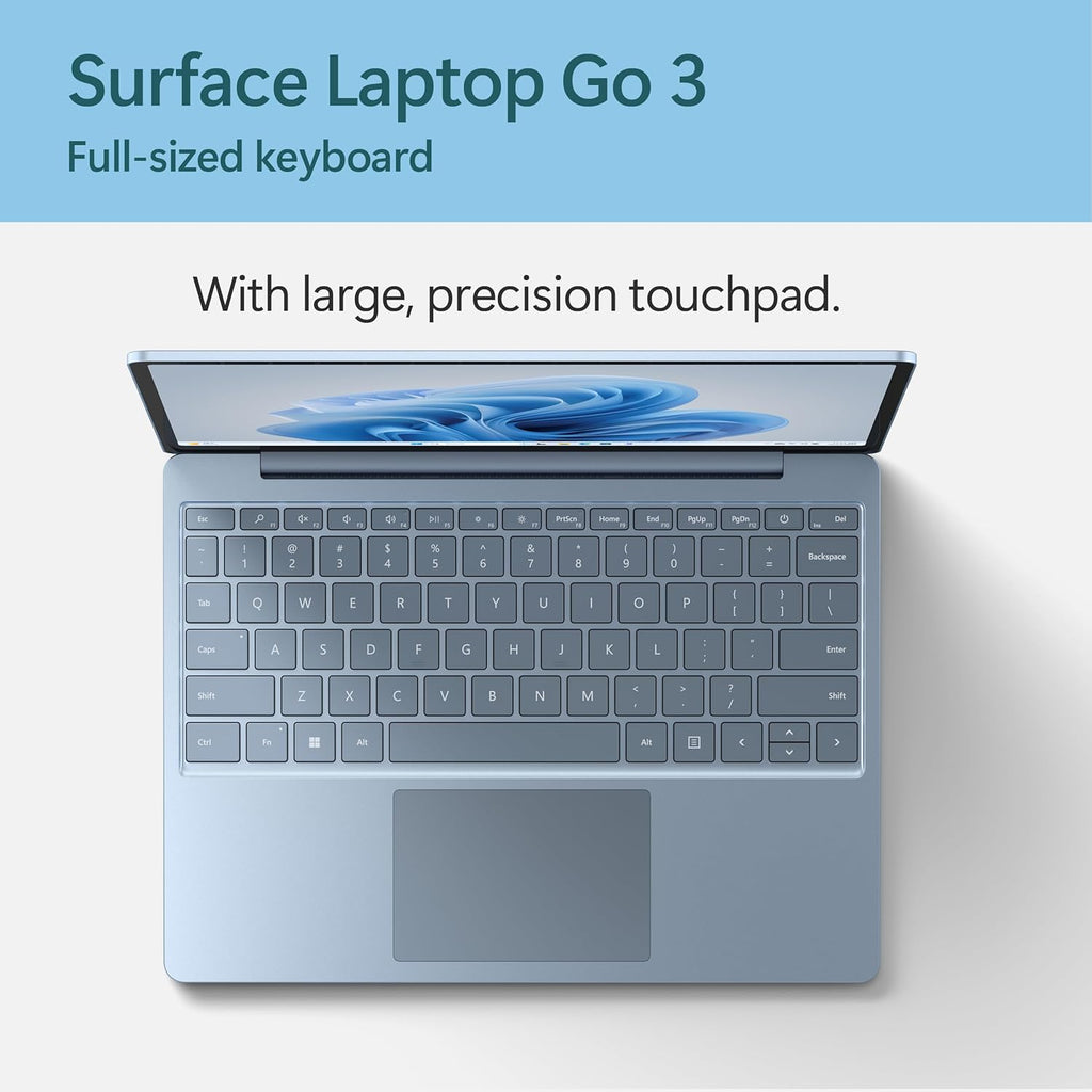 Microsoft Surface Laptop Go 3 (2023) - 12.4' Touchscreen, Thin & Lightweight, Intel Core i5, 8GB RAM, 256GB SSD SSD, with Windows 11, Ice Blue Color Microsoft Copilot