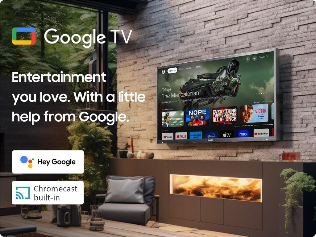 SYLVOX 65' Outdoor TV + Wall Mount Bundle, 4K HDR Waterproof Smart TV (Deck Pro 3.0) with Weatherproof Full-Motion Wall Mount, 1000 Nits, Voice Remote, for Partial Sun Patio