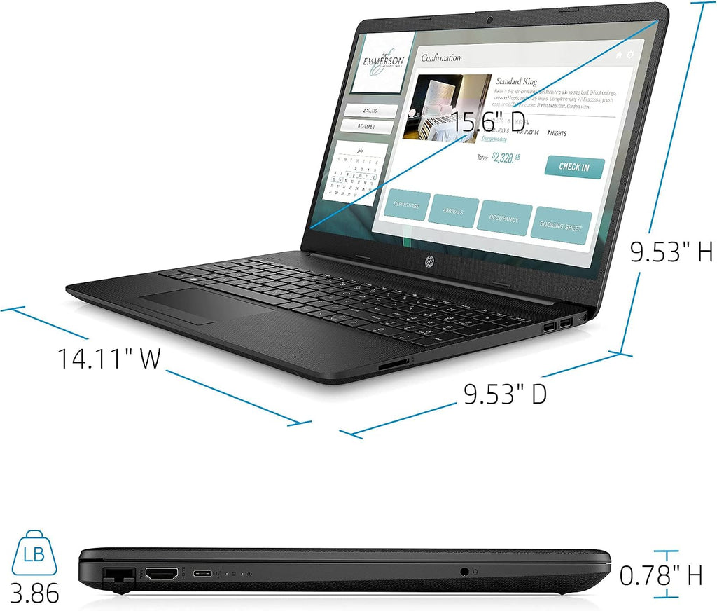 HP 2022 Notebook 15 Laptop, 15.6' Full HD Screen,Intel Celeron N4020 Processor, 16GB DDR4 Memory, 1TB SSD, Online Meeting Ready, Webcam, Type-C, RJ-45, HDMI, Windows 11 Home, Black