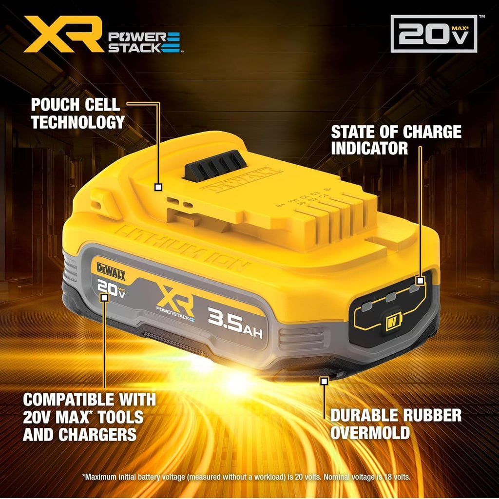 DEWALT 20V MAX XR POWERSTACK 3.5 Ah Power Tool Battery and Charger Kit (DCBP320C)