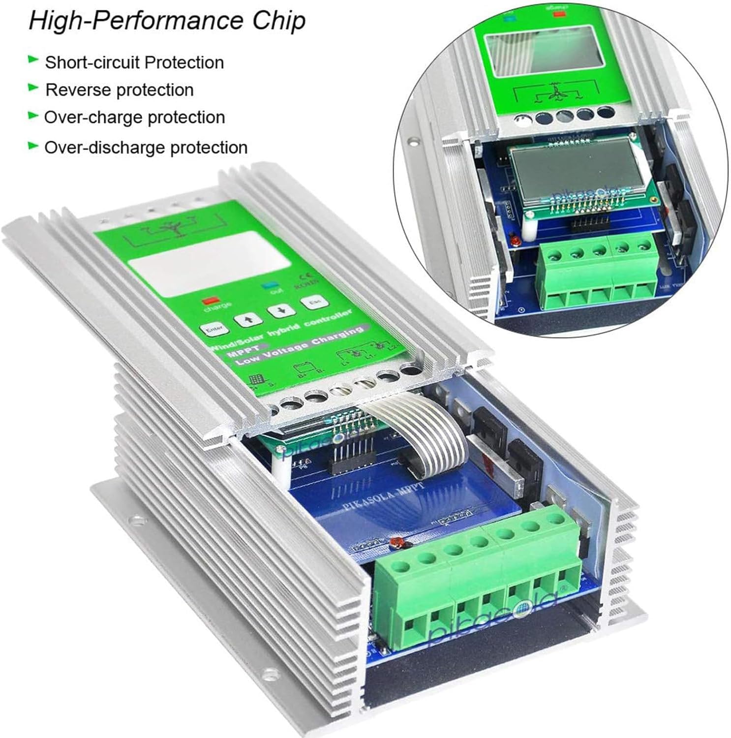 MPPT Wind Solar Hybrid Controller for Wind with Solar Panel Controller, Hybrid Mppt Boost Controller,Wind Turbine Generator Solar Panel Home Street Light Controlle,12V-4000w