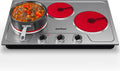 Sunvivi 1800W Triple Burner Portable Electric Ceramic Stove – Knob Control, Indicator Light, Compatible with All Cookware, Ideal for Multiple Cooking Scenarios, Silver