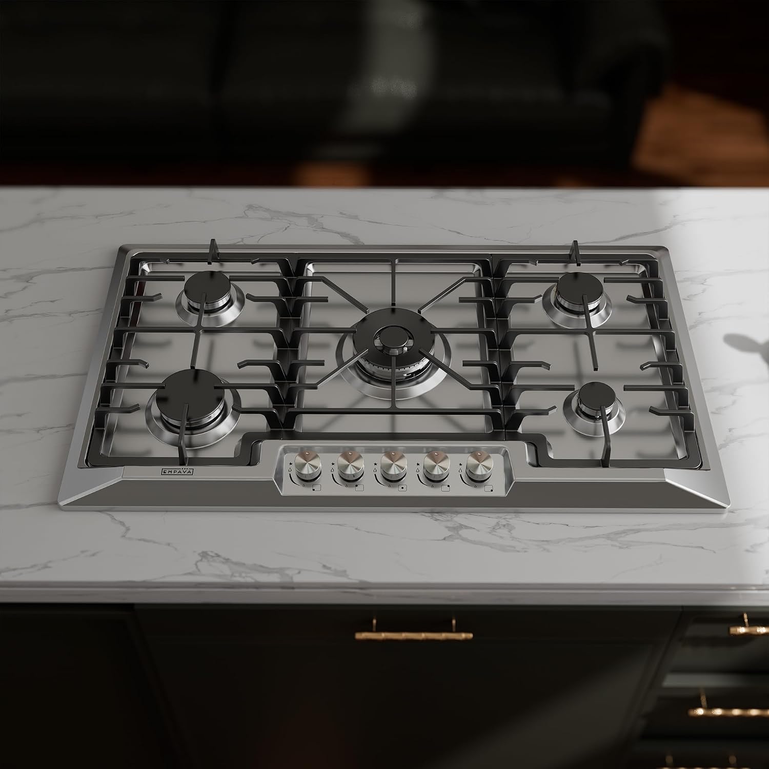 Empava 36' Recessed Gas Stove Cooktop with 5 Italy SABAF Sealed Burner NG/LPG Convertible in Stainless Steel