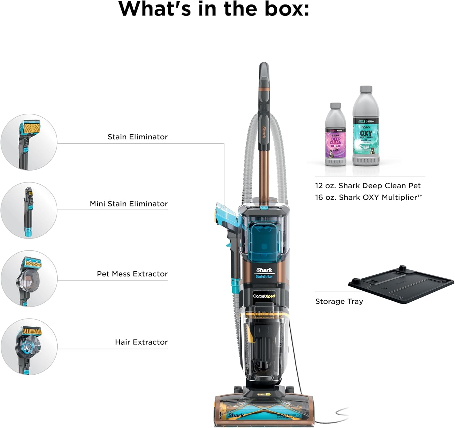 Shark CarpetXpert HairPro | Upright Carpet, Area Rug & Upholstery Cleaner | StainStriker Handheld Tough Stain Remover & Onboard Self Clean | Pet Hair Pickup & Odor Removal | 4 Tools | Copper | EX301