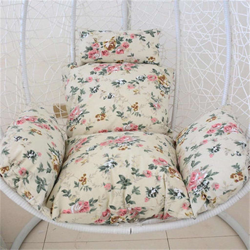 Egg Chair Cushion, Soft and Comfortable Hanging Basket Chair Cushion, Outdoor Recreation Egg Swing Chair Cushion(Rose Flower)