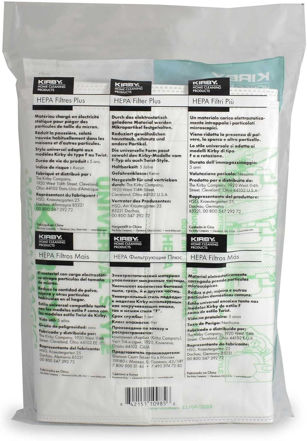 Kirby MicronMagic Plus HEPA Filter Bags 6-Pack | Part #204814 | Compatible with F-Style & Twist-Style Vacuums (54 Filer Bags/Case)