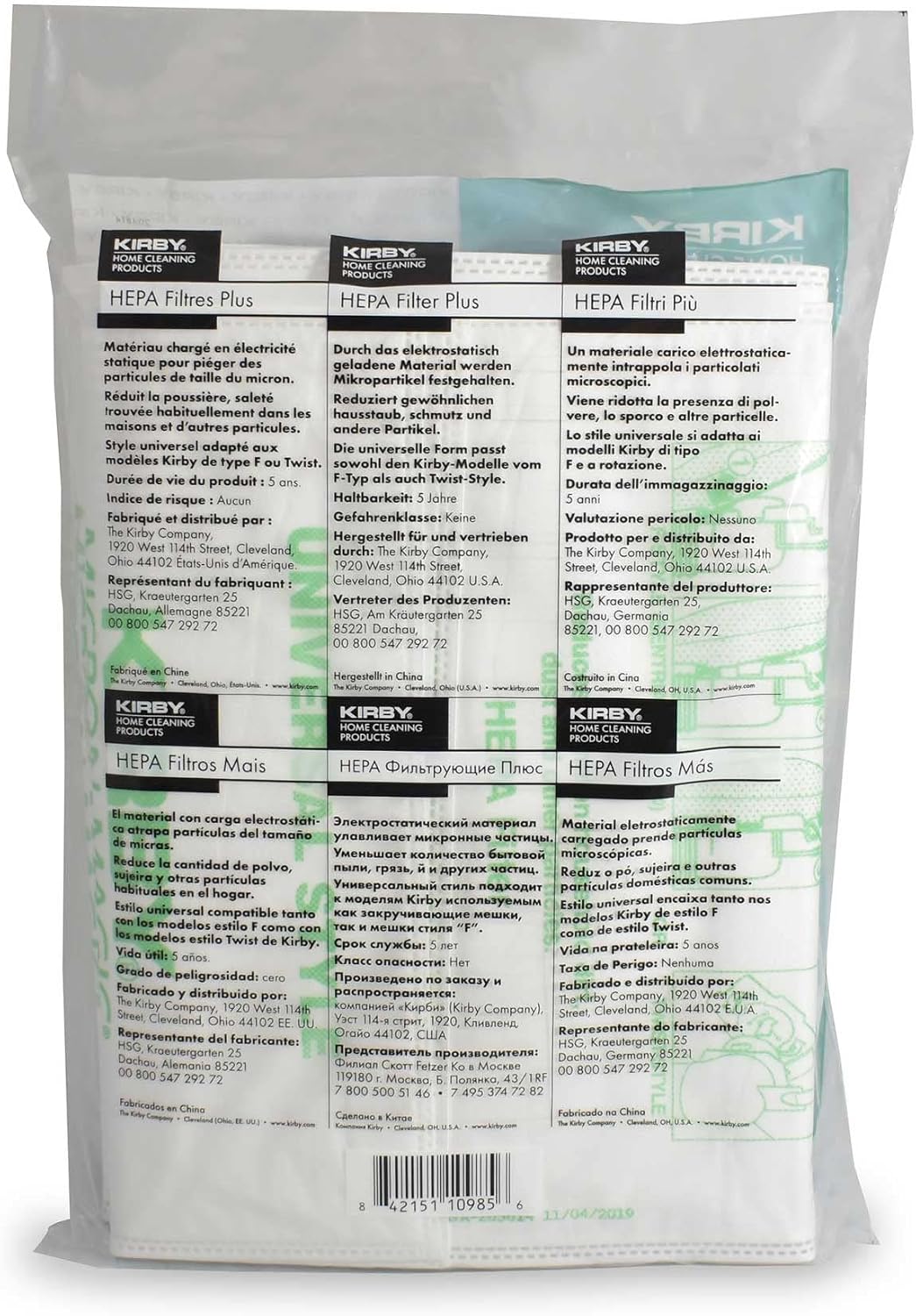 Kirby MicronMagic Plus HEPA Filter Bags 6-Pack | Part #204814 | Compatible with F-Style & Twist-Style Vacuums (54 Filer Bags/Case)