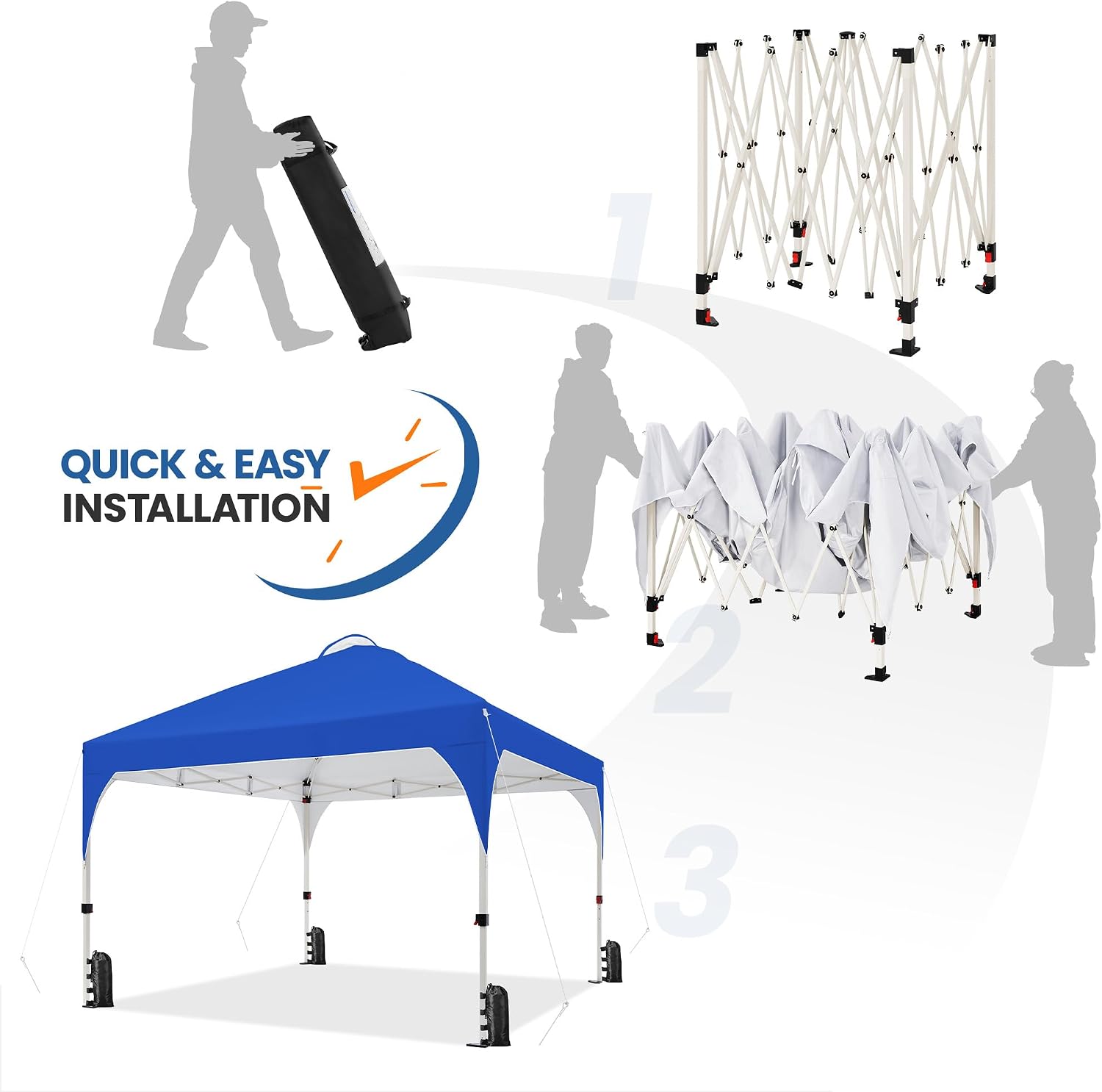 Yaheetech 12x12 Pop Up Canopy Tent with Vent, Easy Set Up Tent, Instant Sun Shelter Canopy with Wheeled Bag, 4 Sandbags, 12 Stakes & 4 Ropes, for Parties, Beach, Outdoor, Blue