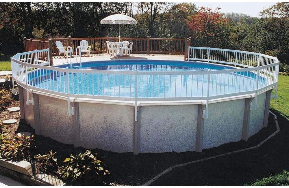 Blue Wave 24-inch Above Ground Pool Fence Kit for Privacy & Safety, 8 Sections – Made with Sturdy, Weather-Resistant Vinyl & Mounting Brackets – Easy to Install Above Ground Pool Accessories – White