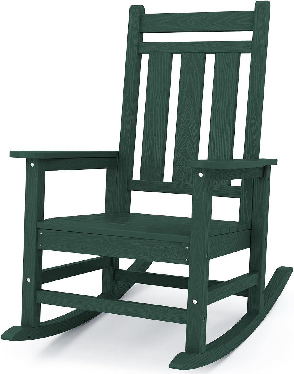 KINGYES Oversized Outdoor Rocking Chair, All-Weather Patio Rocking Chairs for Porch, HDPE Outdoor Patio Rockers with High Back & Wide Seat for Garden, Lawn, Green