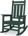 KINGYES Oversized Outdoor Rocking Chair, All-Weather Patio Rocking Chairs for Porch, HDPE Outdoor Patio Rockers with High Back & Wide Seat for Garden, Lawn, Green