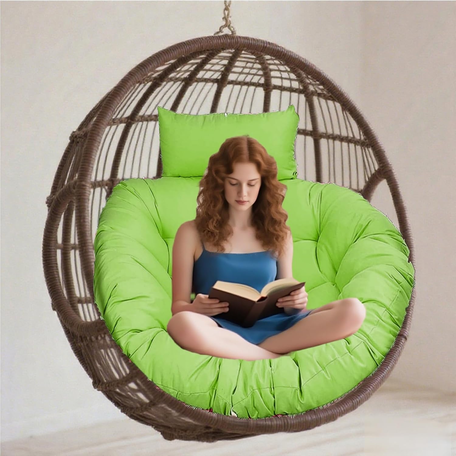 Papasan Chair Cushion, Outdoor Hanging Egg Swing Chair Cushion, Tufted Thick Reading Nest Chair Cushion, Stylish Patio Chair Mat for Rocking Chair Seats