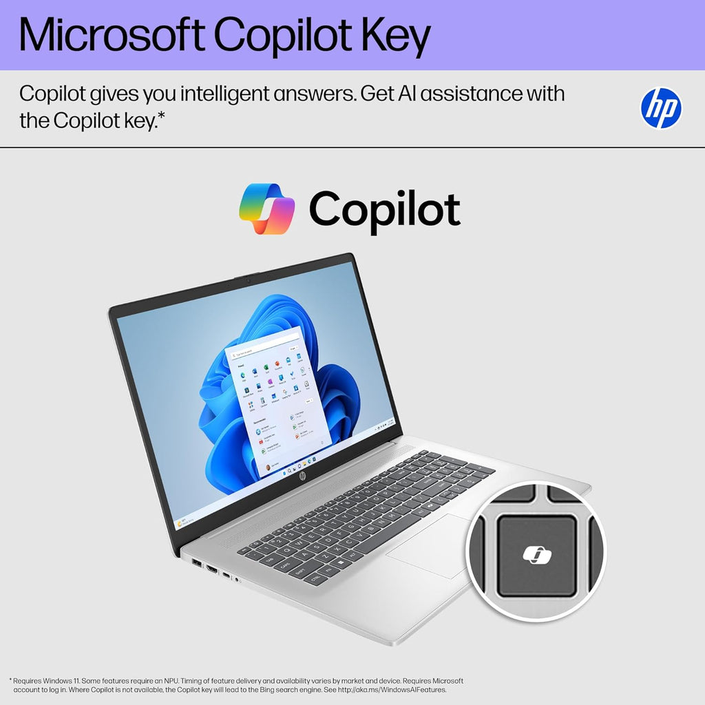 HP 17 Laptop Computer 2025 for Business Students, 17.3' FHD Display, Intel 8-Core Processor, 16 GB RAM, 512 GB SSD, Windows 11 Pro, Copilot AI, Up to 9.5 Hours Battery, Wi-Fi 6, BT 5.4, w/Accessories