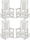 KINGYES Oversized HDPE Patio Rocking Chair Set, Outdoor Rocking Chairs Porch Rocker for Adults, White