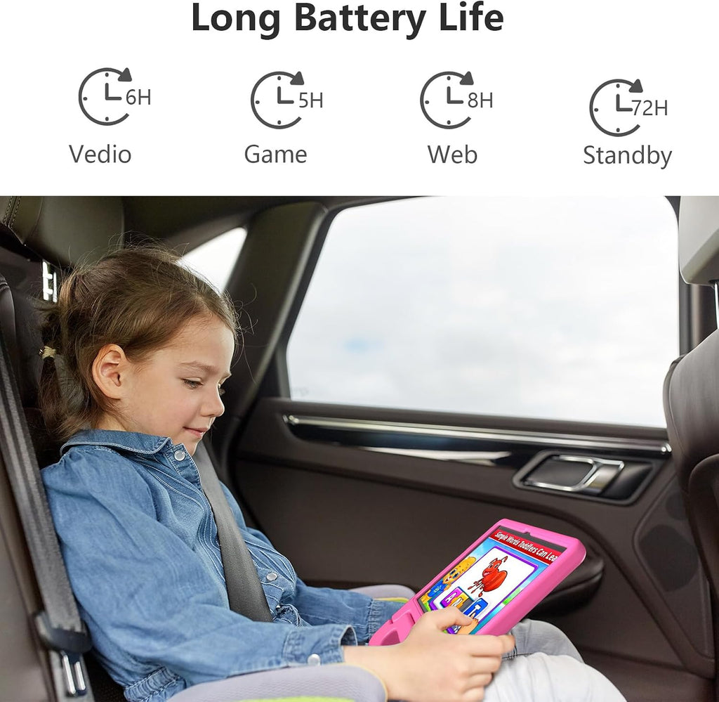 JREN 11' Kids Tablet Android 15– 128GB Storage, 6GB RAM,WiFi & Bluetooth, Parental Controls – Tablet for Kids Teens, Children Tabletas with Case Cameras Pink