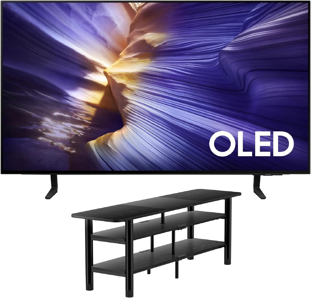 Samsung QN42S90FAEXZA 42' 4K OLED Smart TV with Dolby Atmos with an ErgoAV ERTFL1-01B 60' FlexFold Frame TV Stand with Shelves (2025)