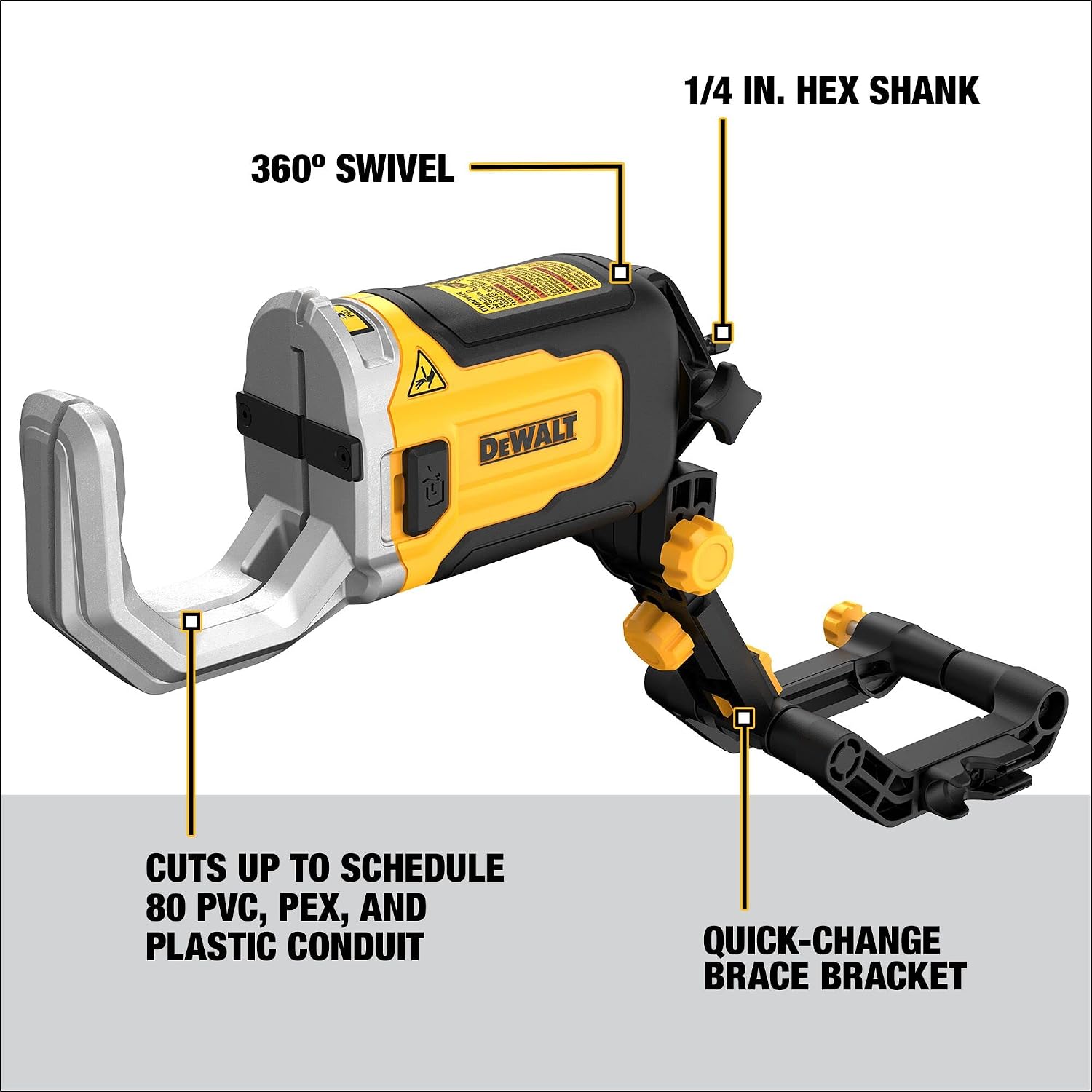 DEWALT IMPACT CONNECT PVC/PEX Cutter with Brace Bracket and DEWALT 20V MAX Impact Driver, Cordless, 3-Speed, Battery and Charger Included