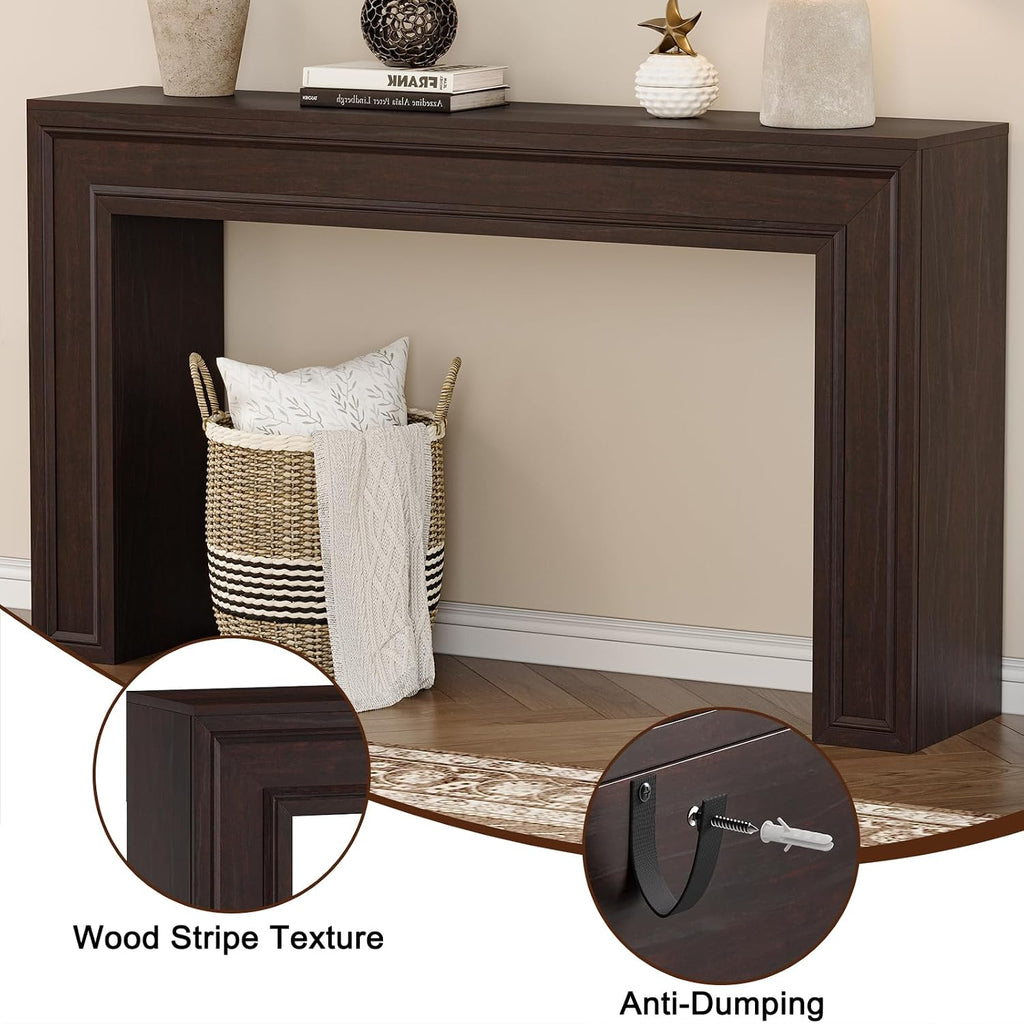 Rresyet 55 Inch Long Console Table, Sofa Table Behind Couch, Entryway Table, Farmhouse Entryway Table for Entrance, Hallway, Living Room (Cherry)