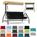 Waterproof Porch Swing Cushion Replacement, 2–3 Seat Swing Seat Cushion with Backrest & Ties, Thick Outdoor Bench Cushion for Patio Garden Porch (Black 40 x 60 in)