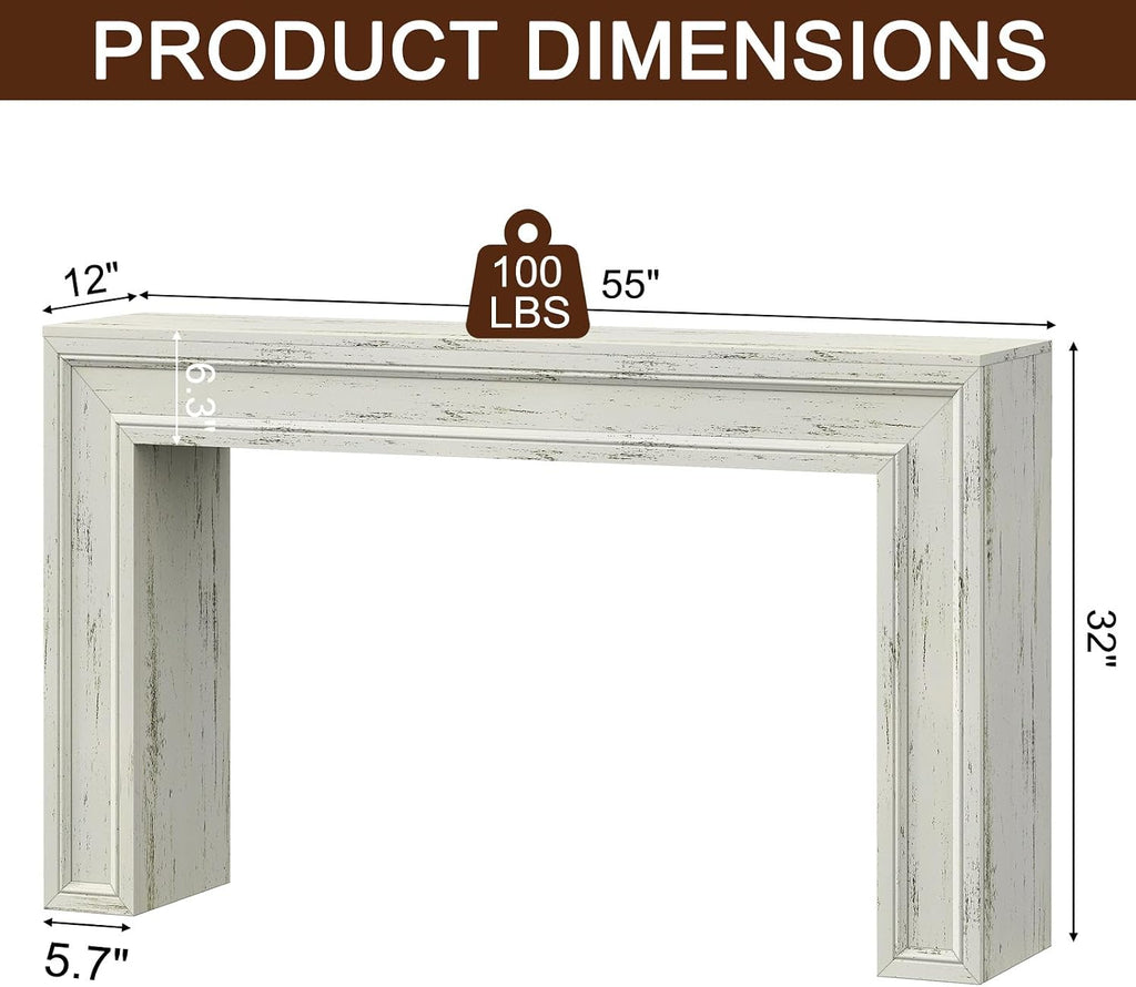 Rresyet 55 Inch Long Console Table, Sofa Table Behind Couch, Entryway Table, Farmhouse Entryway Table for Entrance, Hallway, Living Room (White)