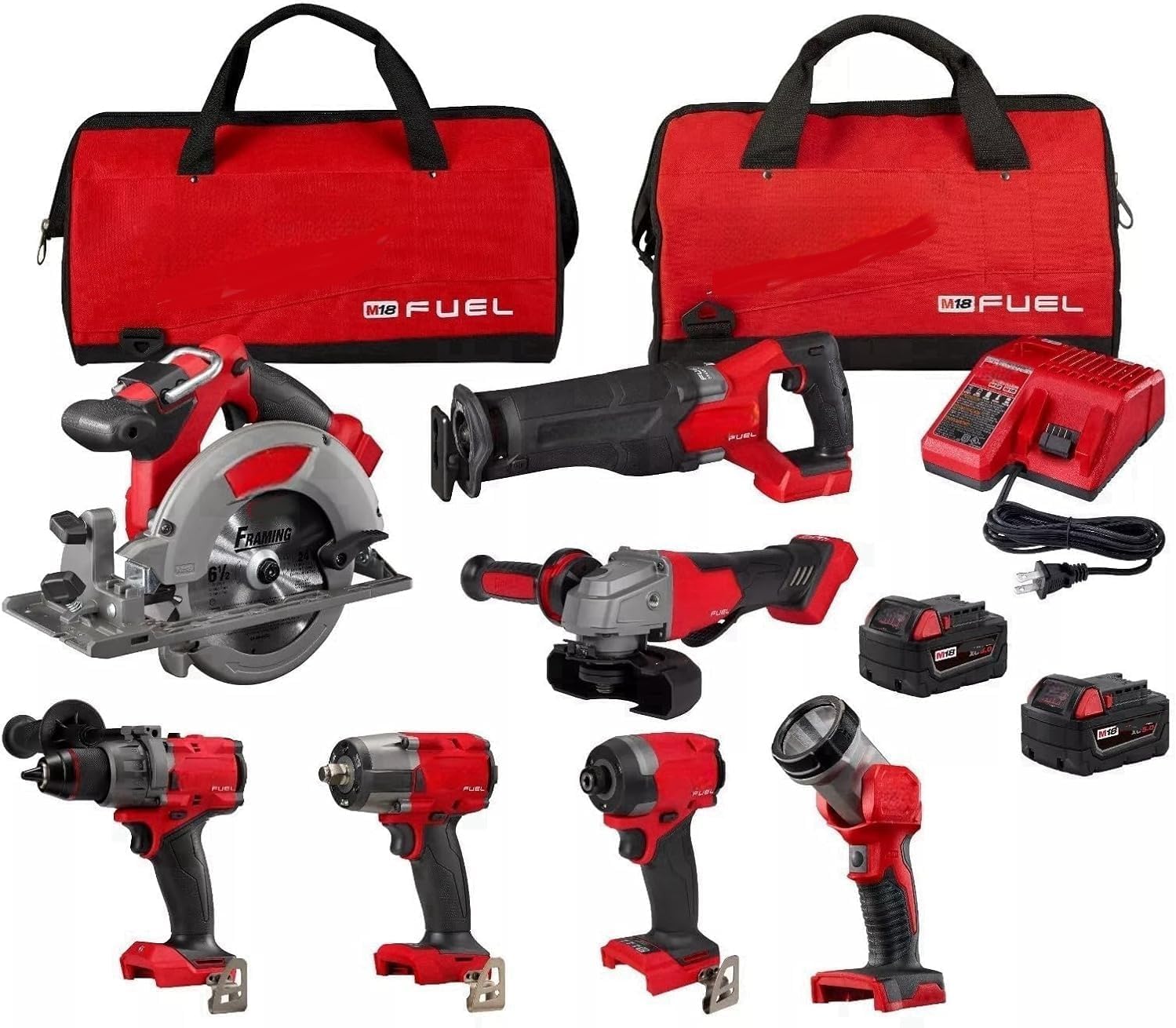 Hammer Drill/Driver/Impact Driver/7Tool Cordless Lithium-Ion Combo Kit, 3697-27 for Milwaukee M18 Fuel 18V Lithium-Ion Cordless Brushless 7-Tool Combo Kit