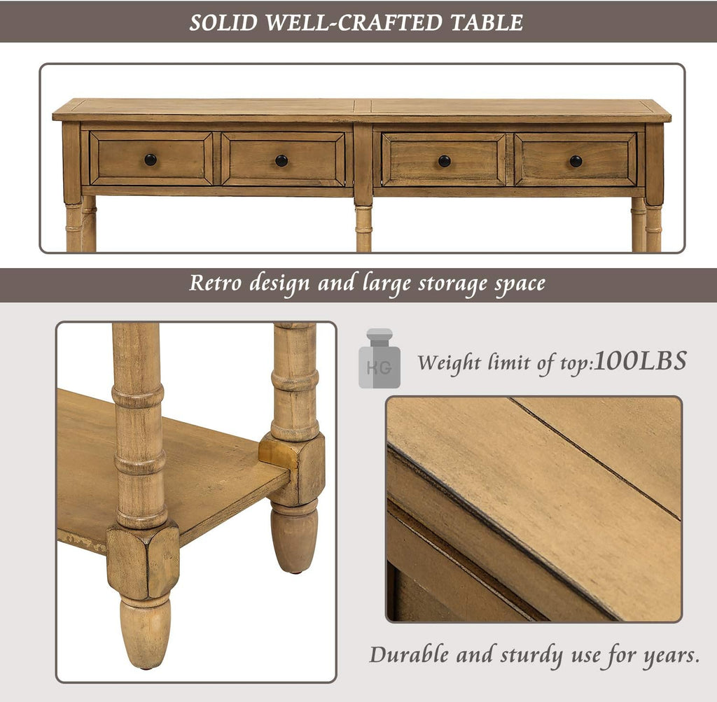 Merax Console Table Sofa Table with Two Storage Drawers and Bottom Shelf for Living Room, Entryway, Easy Assembly (Old Pine)