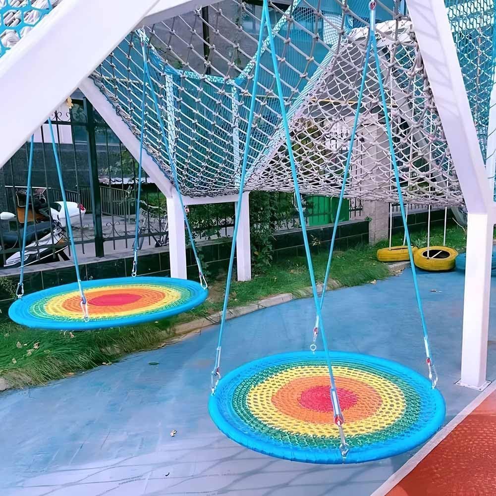 LXHELIVERY Kids Outdoor Nest Disc Swing - Durable Frame with Rope Hanging Kit for Rocking Chair, Amusement Park Play Set Swings(Green,70cm/2.2ft)