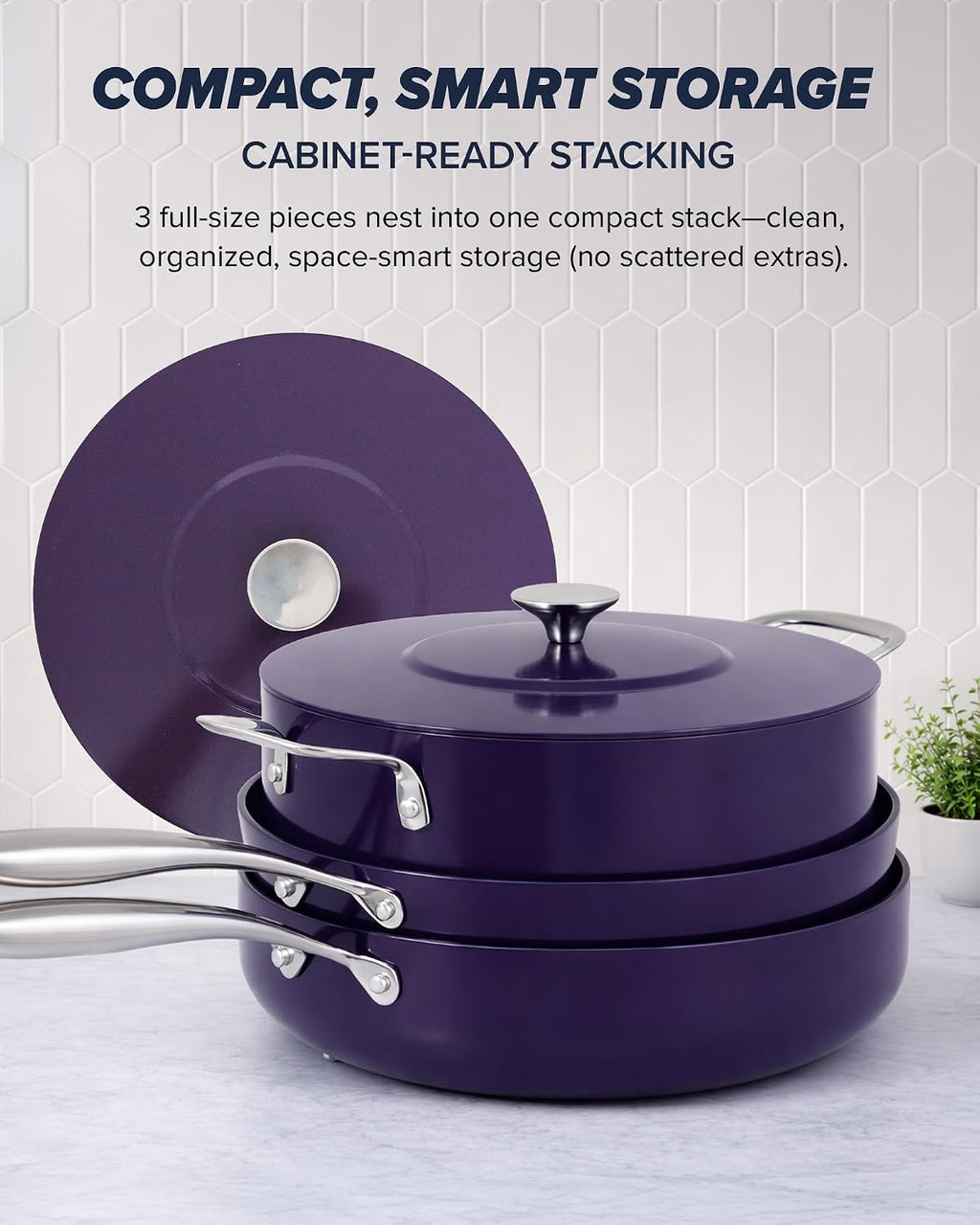 Nuwave Essential Series 5PC Ceramic Cookware Set PFAS-Free, G11 Duralon Blue Coating, Pots and Pans Set Non Stick, Diamond Scratch-Resistant,Stay-Cool Handle, Metal Lid,Induction Ready,Dishwasher Safe