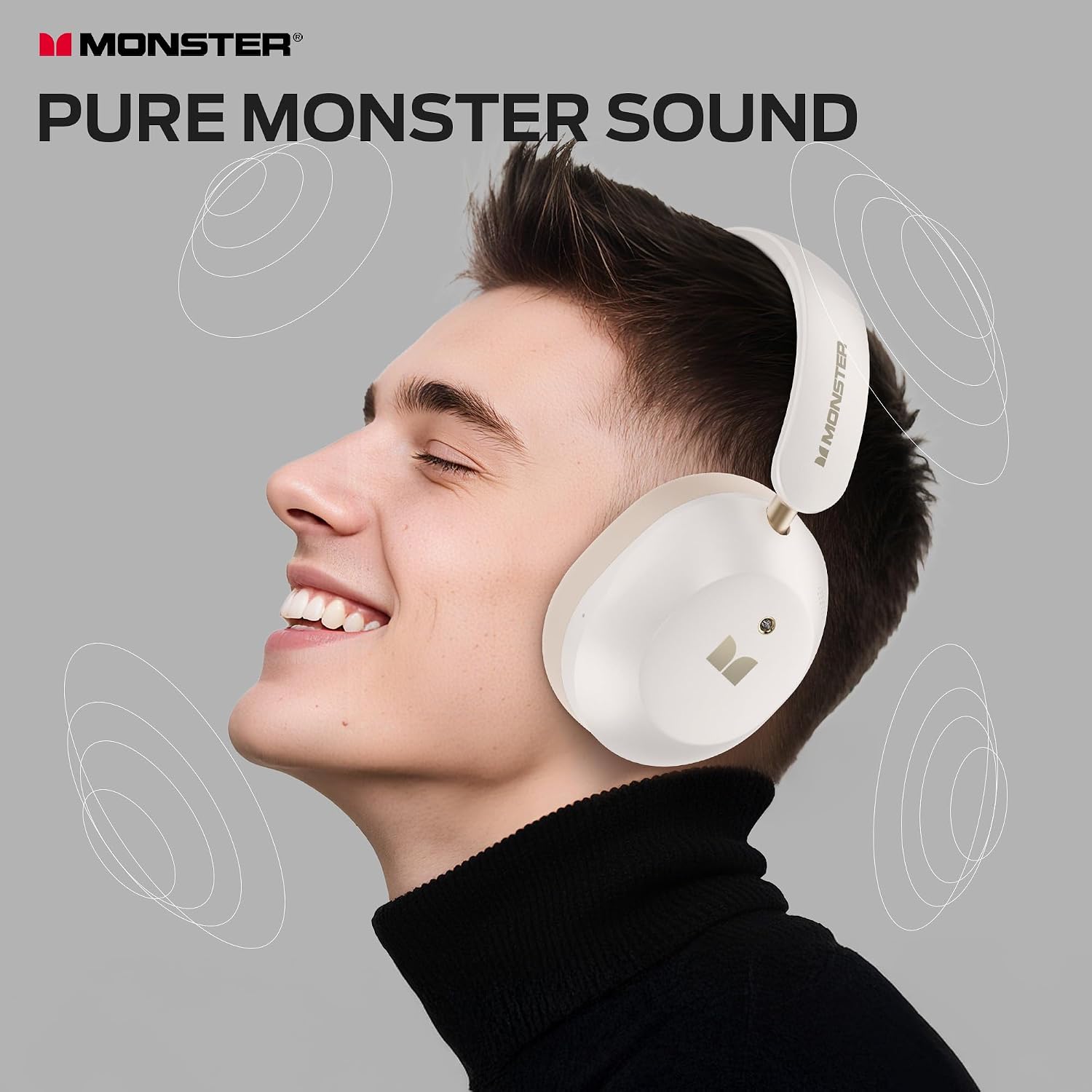 Monster Persona 6th ANC Active Noise Cancelling Headphones, Wireless Bluetooth Headphones Over Ear with HiFi Stereo Audio, 60H Playtime, Bluetooth 6.0, 3 EQ Modes for Travel Work, White