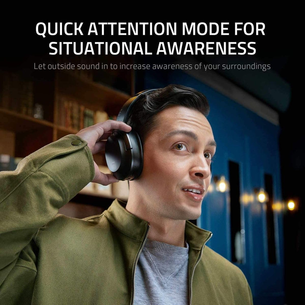 Razer Opus Active Noise Cancellation Headset: THX Certified Headphones - Advanced Active Noise Cancellation - Bluetooth & 3.5mm Jack Compatible - Quick Attention Mode - Auto Play/Auto Pause - Black